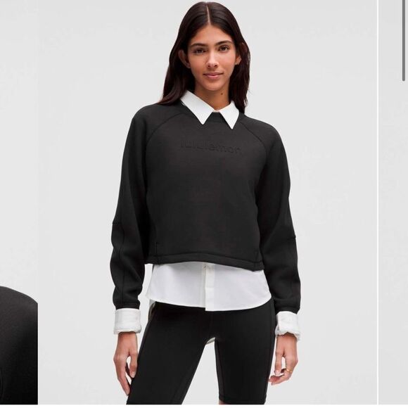 Lululemon Smooth Spacer Cropped Pullover Graphic Black Size 14 - Picture 1 of 15